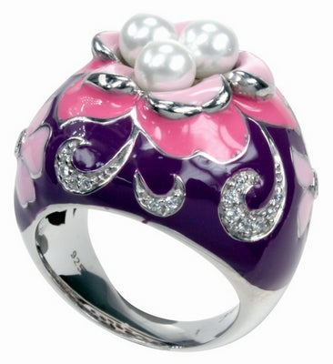 Ambrosia - Purple Enamel with CZ Ring