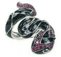 Serpentine - Black Enamel with CZ Ring