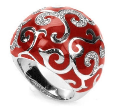 Royale - Red Enamel with CZ Ring