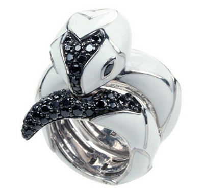Cleopatra - White Enamel with CZ Ring