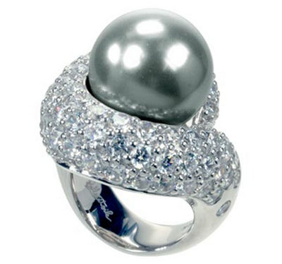 Infinity - Grey Pearl with CZ Ring