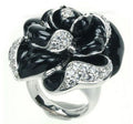 Rosette - Black Enamel with CZ Ring