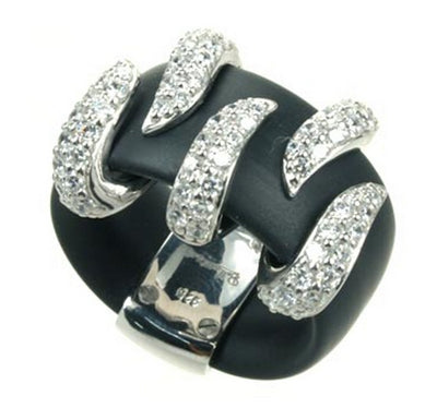 Fuego - Black Rubber with CZ Ring