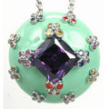 Farfalla Allegra - Green Enamel with CZ Pendant