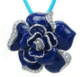 Rosette - Blue Enamel with CZ Pendant