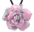 Rosette - Pink Enamel with CZ Pendant