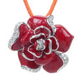 Rosette - Red Enamel with CZ Pendant
