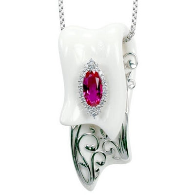 Isabelle - White Resin with CZ Pendant