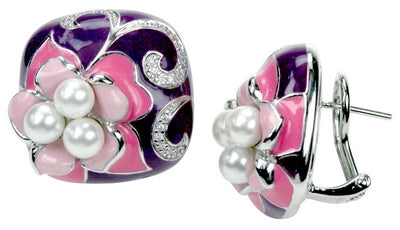 Ambrosia - Purple Enamel with CZ Earrings