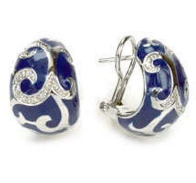 Royale - Blue Enamel with CZ Earrings