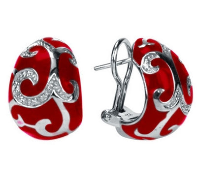 Royale - Red Enamel with CZ Earrings