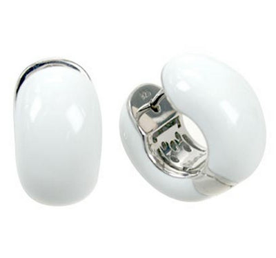 Pure Color Huggies - White Enamel Earrings