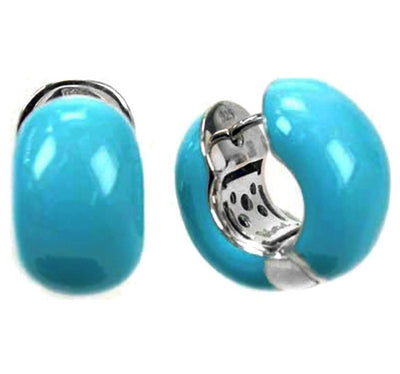 Pure Color Huggies - Turquoise Enamel Earrings