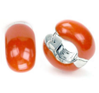 Pure Color Huggies - Orange Enamel Earrings