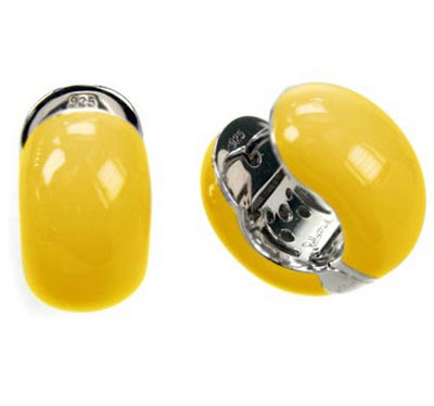 Pure Color Huggies - Yellow Enamel Earrings