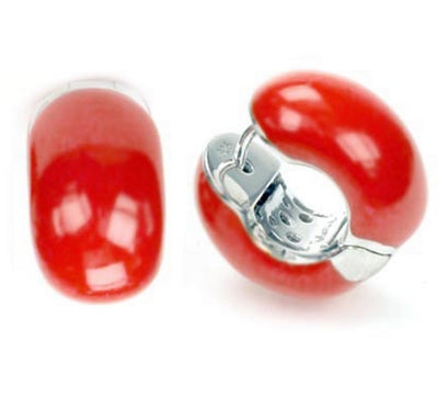 Pure Color Huggies - Red Enamel Earrings