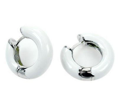 Pure Color Hoops - White Enamel Earrings