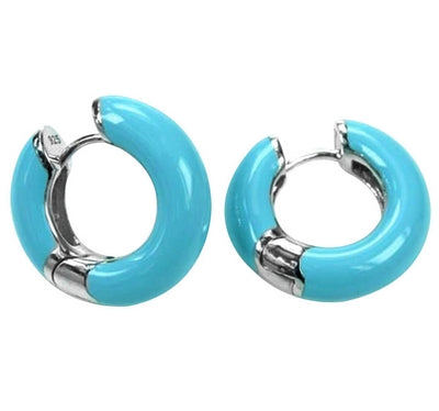 Pure Color Hoops - Turquoise Enamel Earrings