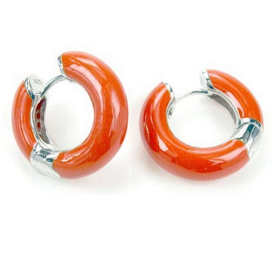 Pure Color Hoops - Orange Enamel Earrings