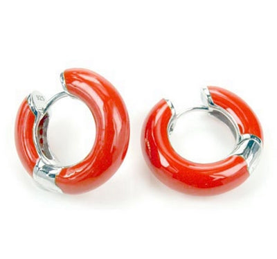 Pure Color Hoops - Red Enamel Earrings
