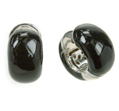 Pure Color Huggies - Black Enamel Earrings