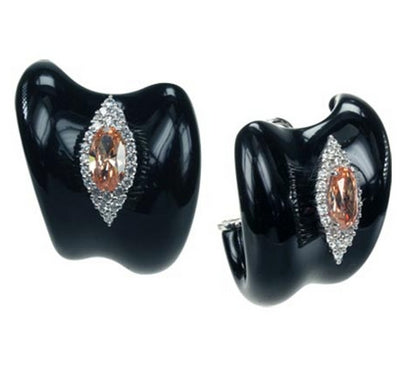 Isabelle - Black Resin with CZ Earrings
