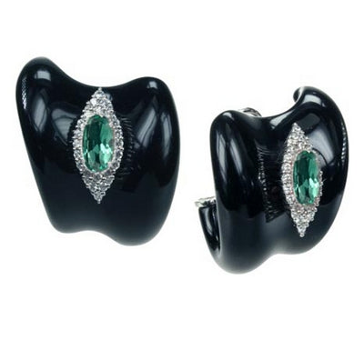 Isabelle - Black Resin with CZ Earrings