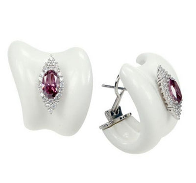 Isabelle - White Resin with CZ Earrings