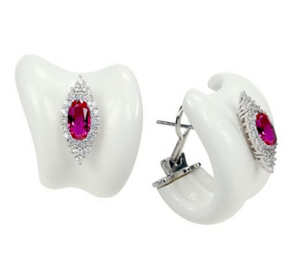 Isabelle - White Resin with CZ Earrings