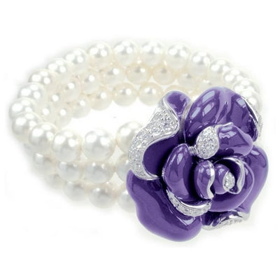 Rosette - Pearls and Purple Enamel with CZ Bracelet