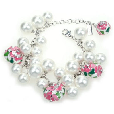 Hearts Botanique - Pink Enamel with White Pearl Bracelet