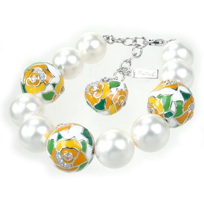 Botanique - Yellow Enamel with White Pearl Bracelet