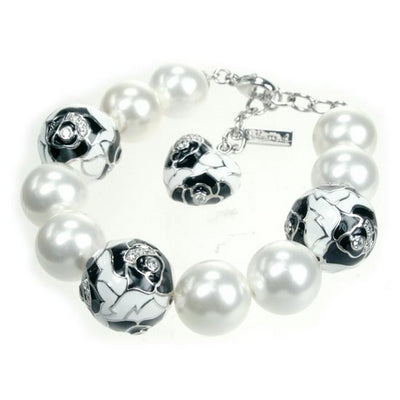 Botanique - Black Enamel with White Pearl Bracelet