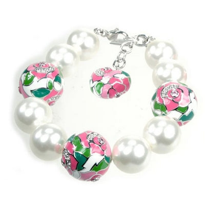 Botanique - Pink Enamel with White Pearl Bracelet