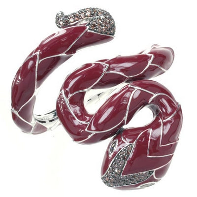 Serpentine - Red Enamel with CZ Bangle