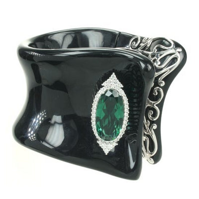 Isabelle - Black Resin with CZ Bangle