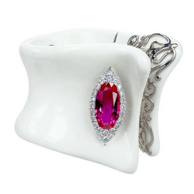 Isabelle - White Resin with CZ Bangle