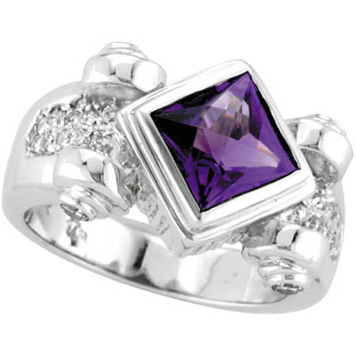Antique Style Amethyst and Diamond Ring