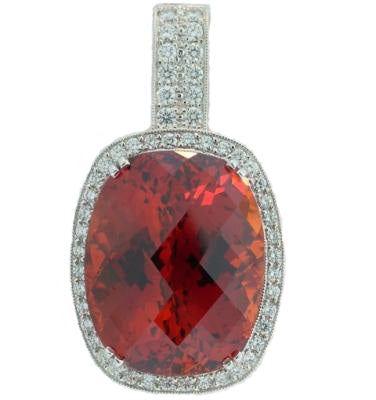 Spessartite Garnet and Diamond Pendant