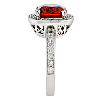 Orange Sapphire and Diamond Ring