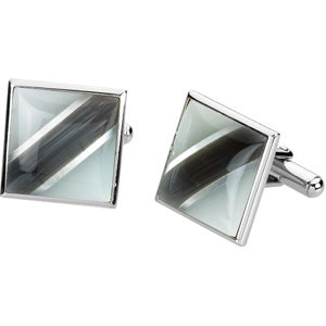 Genuine Mother Of Pearl & Fiber Optical Glass Cuff Links