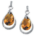 Citrine Briolette And Diamond Earrings