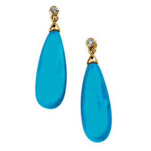 Turquoise Briolette And Diamond Earrings