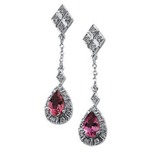 Pink Tourmaline And Diamond Earrings