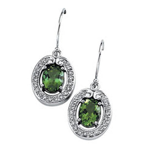 Green Tourmaline And Diamond Earrings