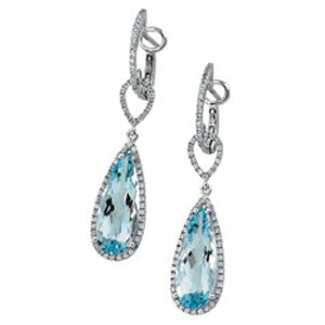 Sky Blue Topaz Briolette & Diamond Earrings
