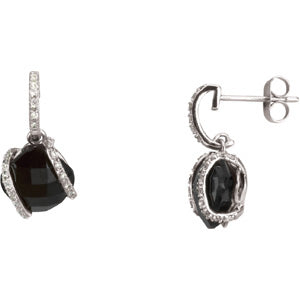 Genuine Onyx And Diamond Earrings