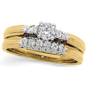 Two Tone Retro-Style Bridal Engagement Ring