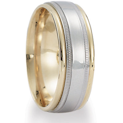Two Tone Milgrain Wedding Band