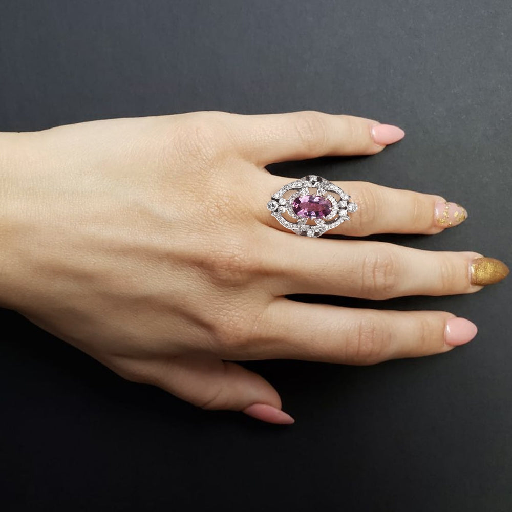 Pink Spinel Diamond Ring